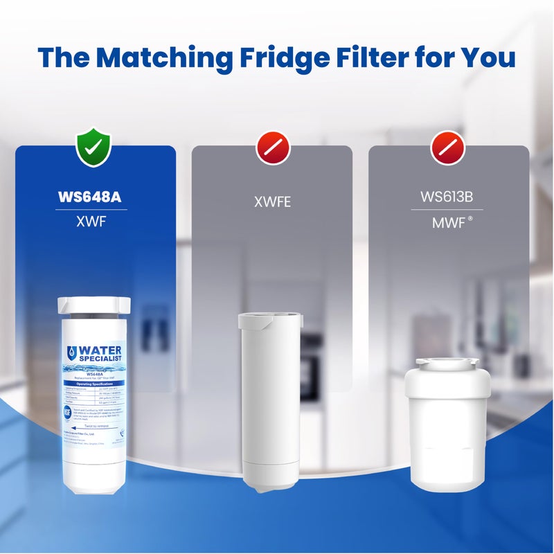 Waterspecialist فلتر مياه بديل Waterspecialist XWF لـ GEÂ® XWF، معتمد من NSF، 3 فلاتر (ليس XWFEÂ®) - Image 2